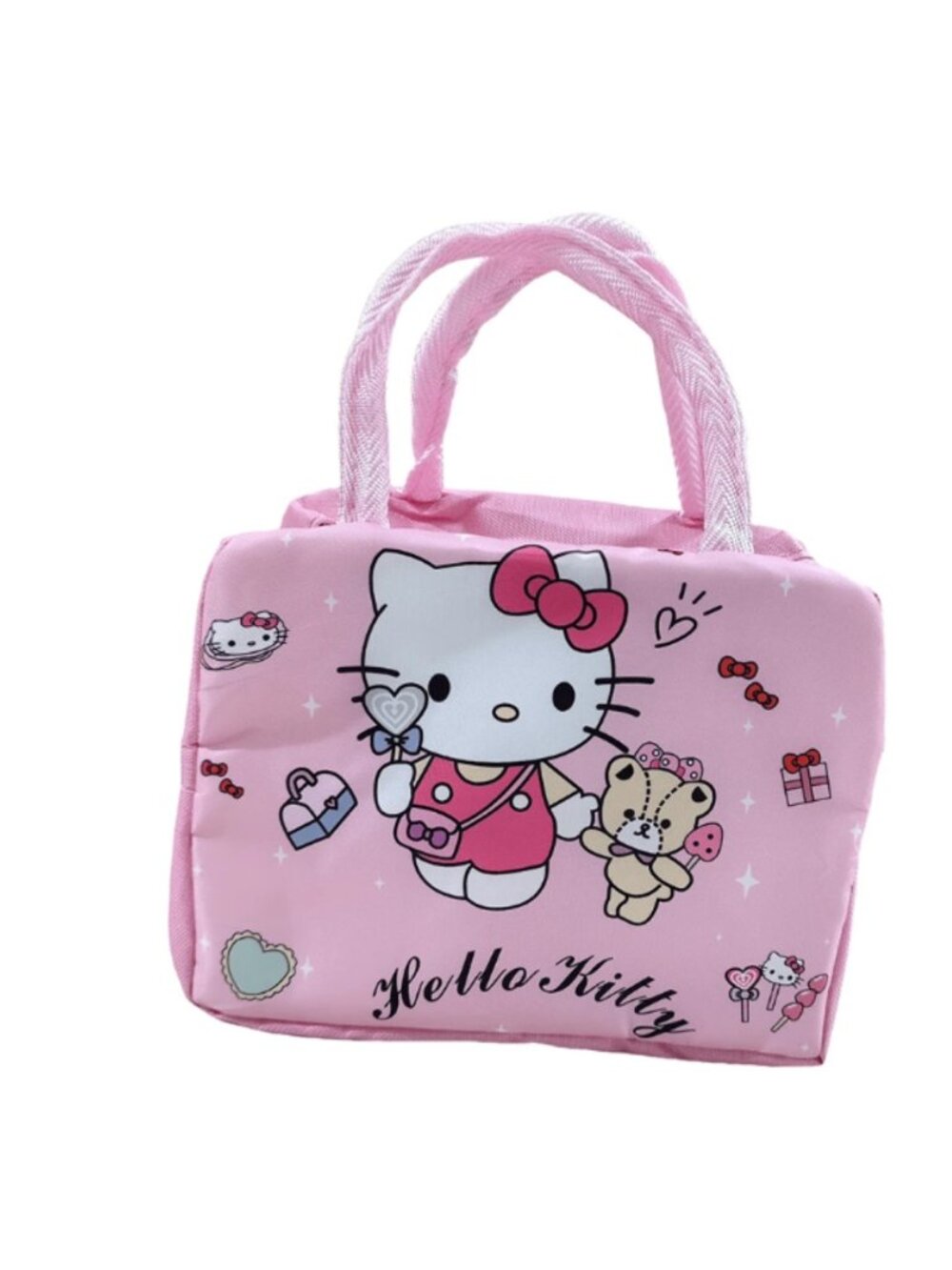 Hello Kitty Insulated Lunch Bag Pink Kawaii Tote Cooler Bag Teddy Bear Cute